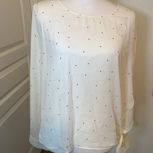 Socialite Long Sleeve Polka Dot Tie Hem Blouse
